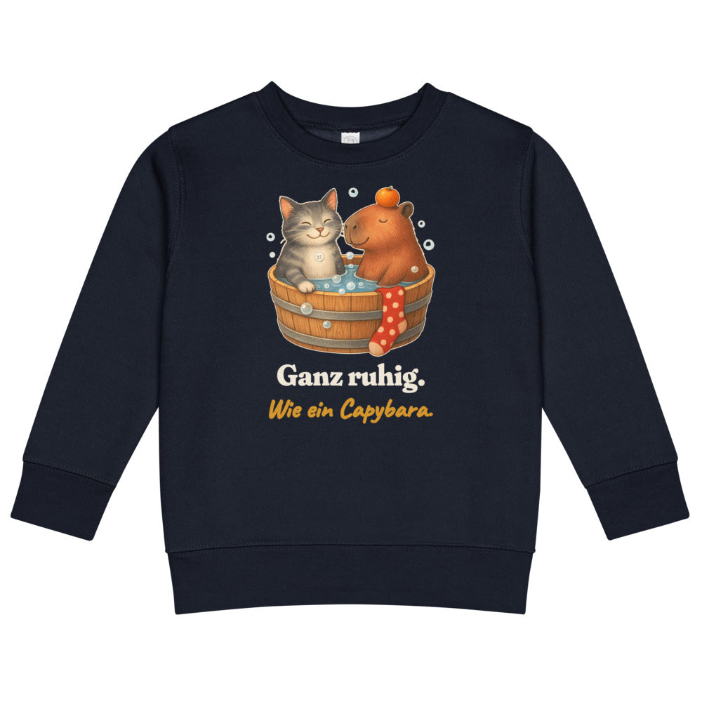 Ganz ruhig. Wie ein Capybara. — Kinder-Sweatshirt – Nachtblau