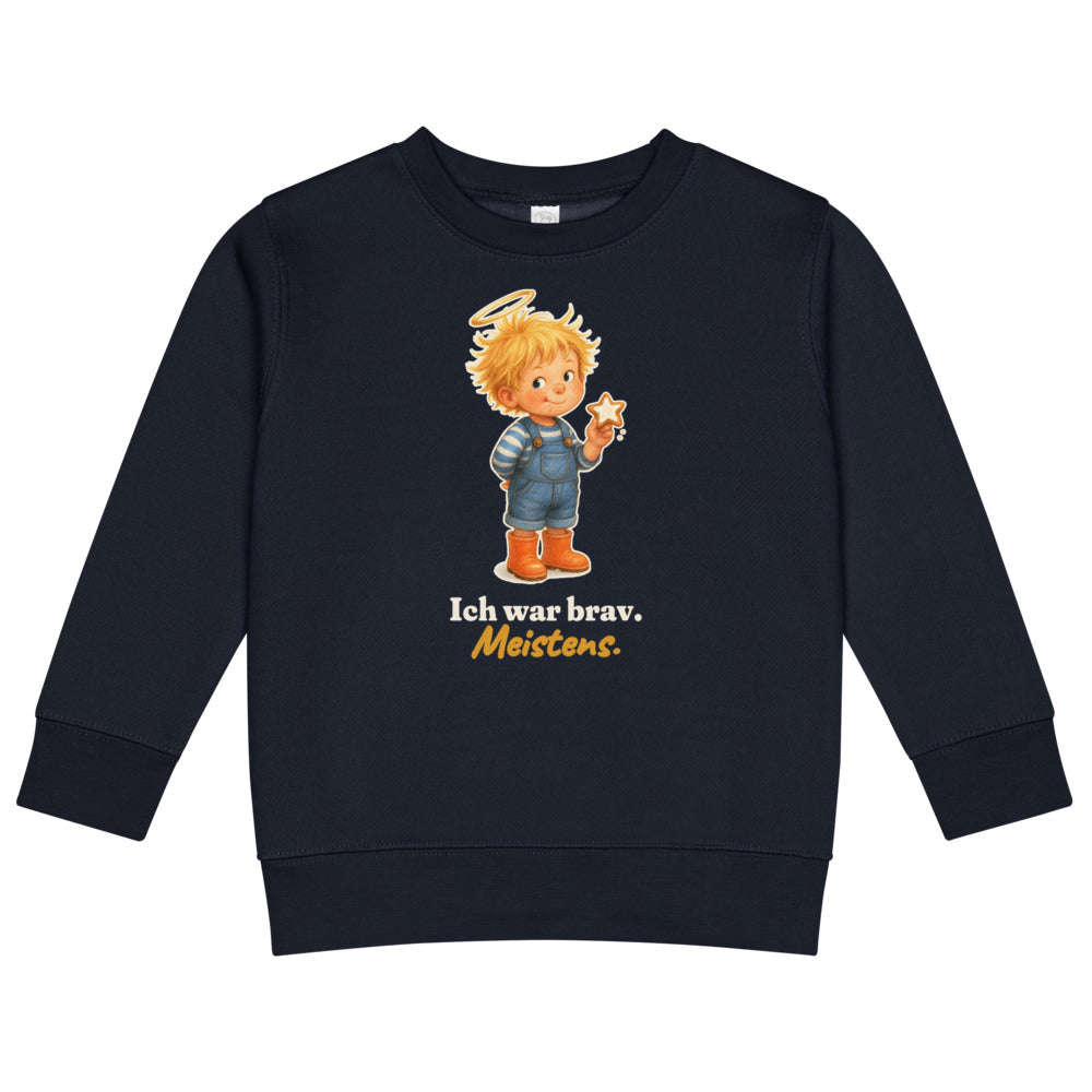 Ich war brav. Meistens. — Kinder-Sweatshirt – Nachtblau
