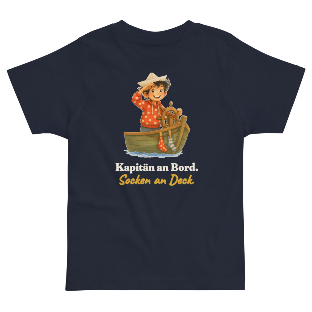 Kapitän an Bord. Socken an Deck. — Kleinkind-Shirt – Nachtblau