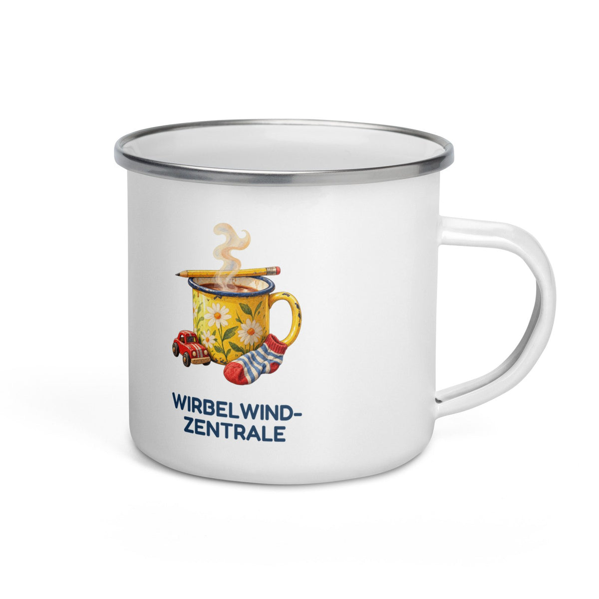 Wirbelwind-Zentrale – Emaille-Tasse