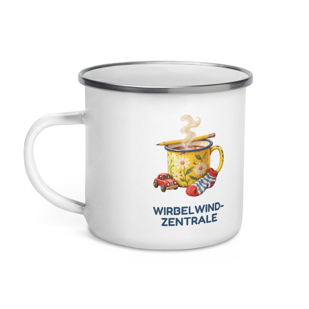 Wirbelwind-Zentrale – Emaille-Tasse