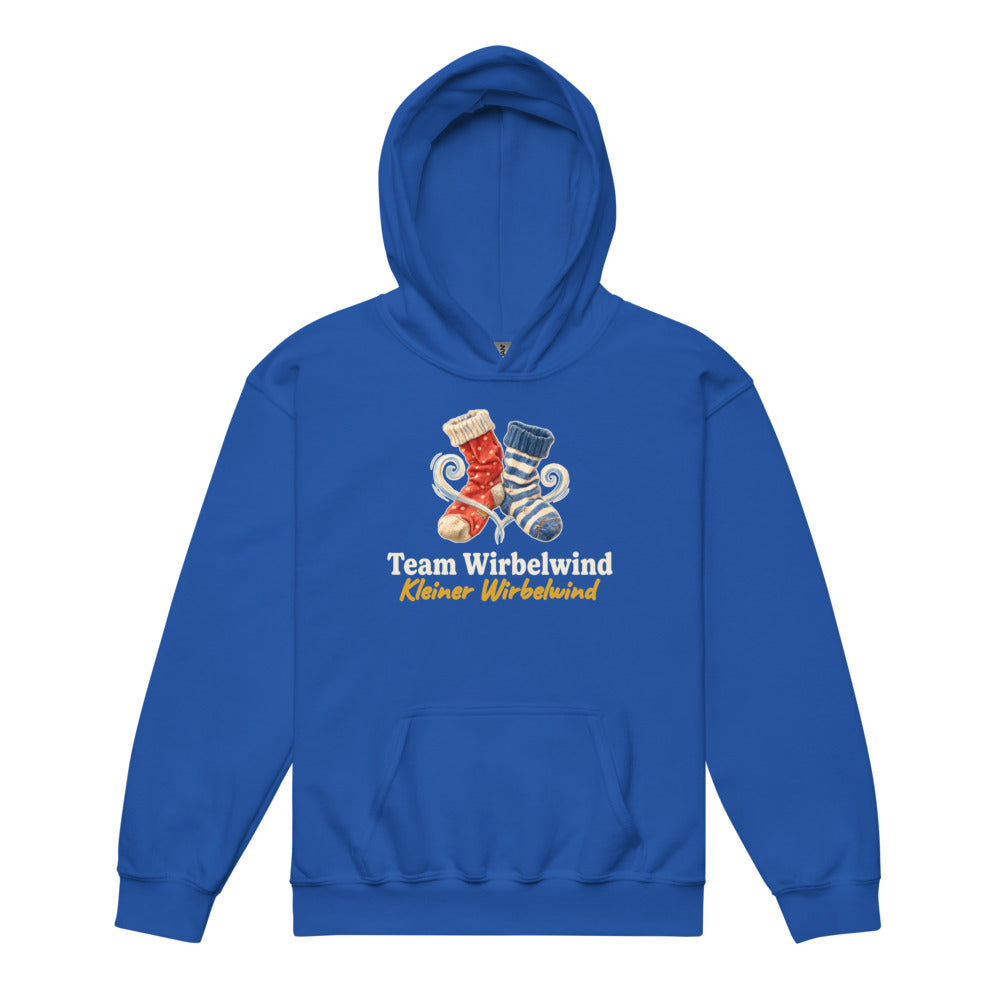 Team Wirbelwind: Kleiner Wirbelwind — Kinder-Hoodie ohne Kordel – Königsblau