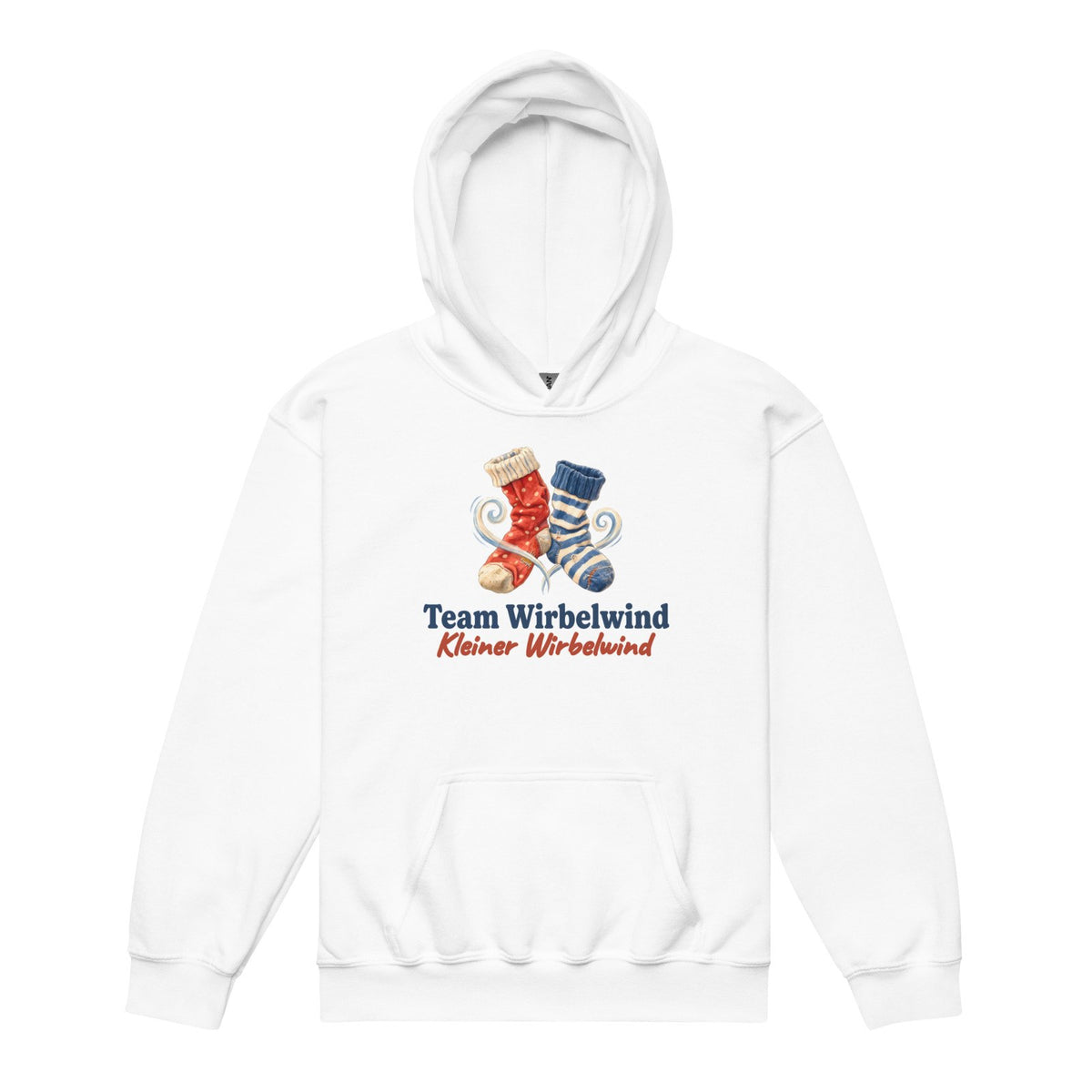 Team Wirbelwind: Kleiner Wirbelwind — Kinder-Hoodie ohne Kordel – Produktfoto