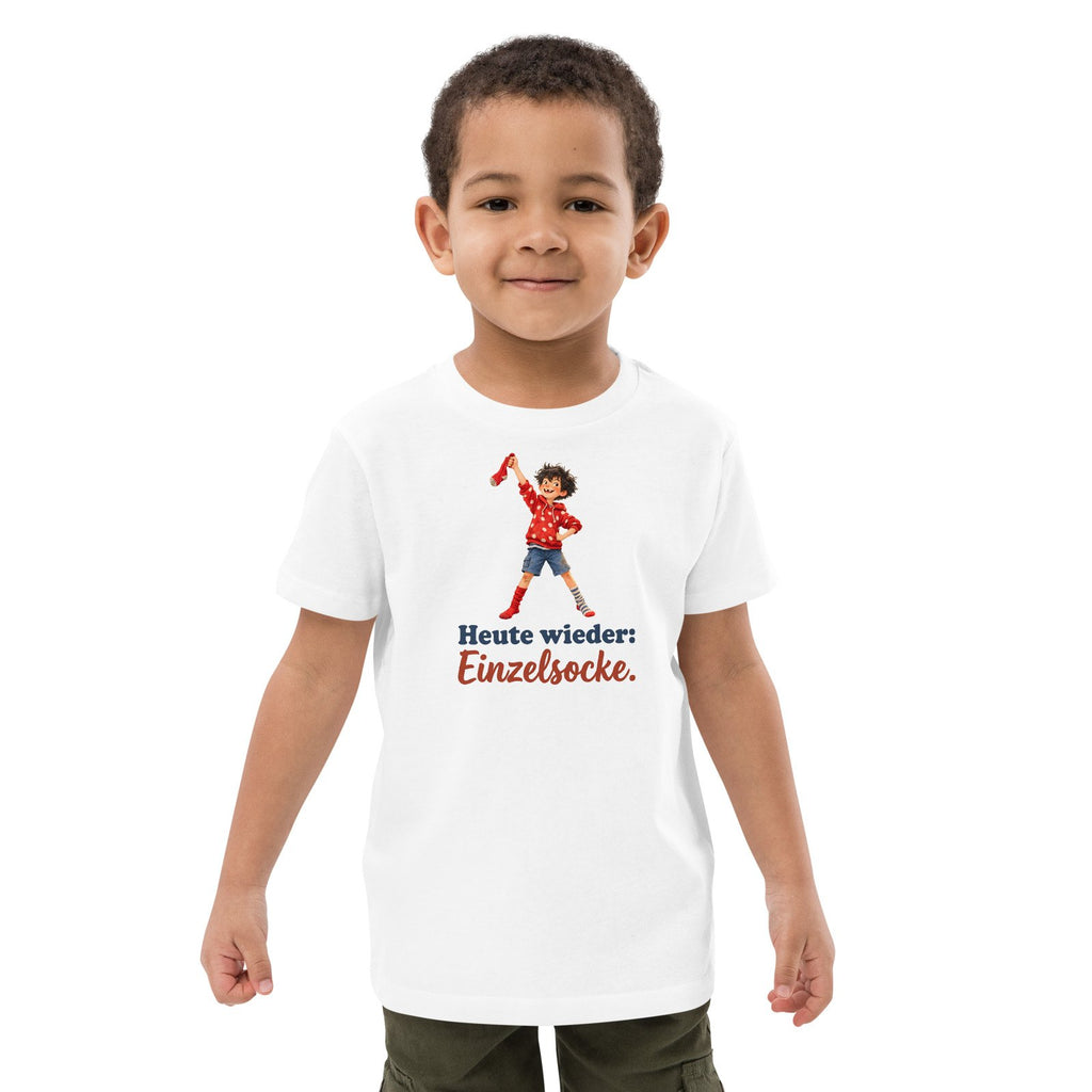 Heute wieder: Einzelsocke. — Bio-Kindershirt – Produktfoto 2