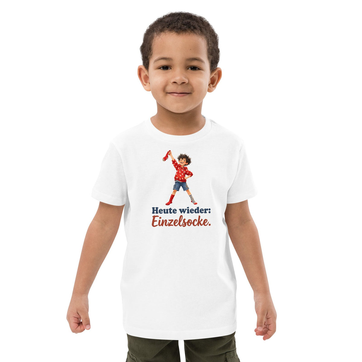 Heute wieder: Einzelsocke. — Bio-Kindershirt – Produktfoto 2