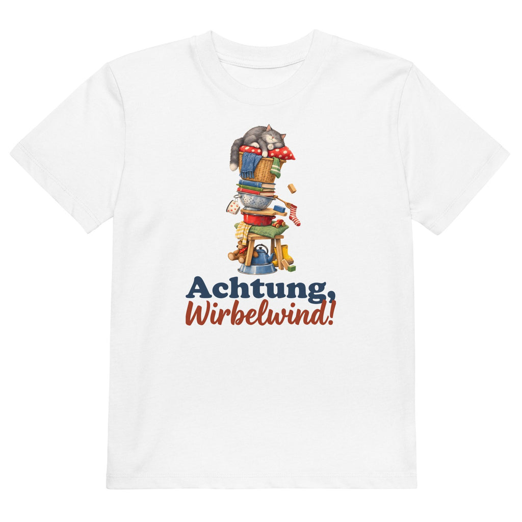 Achtung, Wirbelwind! — Bio-Kindershirt – Produktfoto