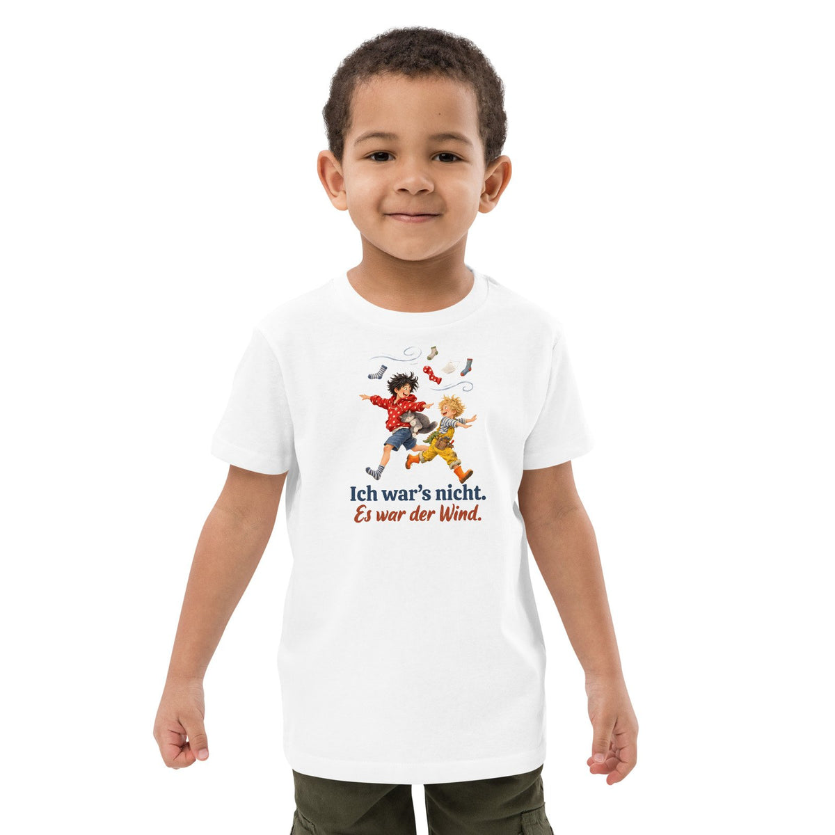 Ich war’s nicht. Es war der Wind. — Bio-Kindershirt – Produktfoto 2