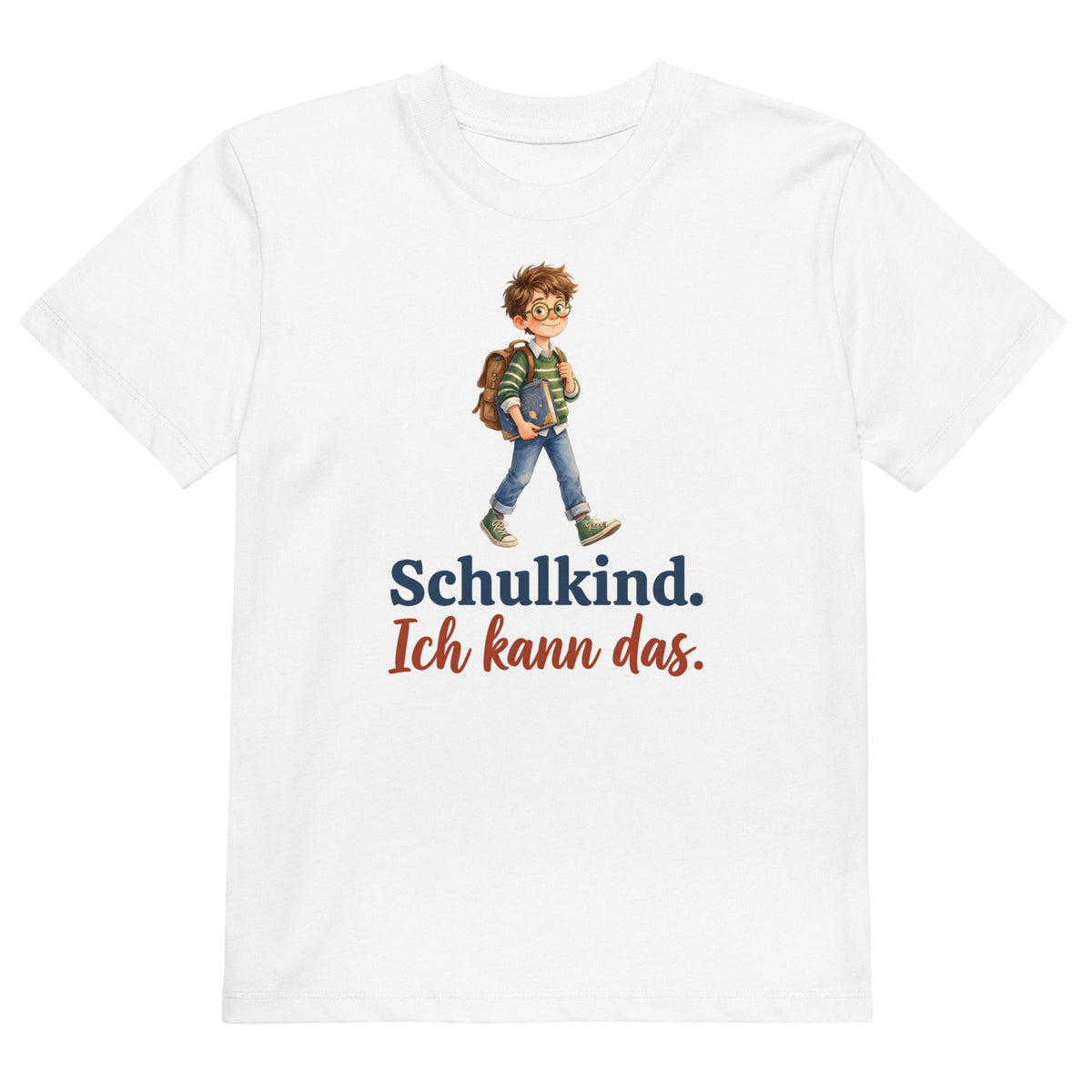 Schulkind. Ich kann das. — Bio-Kindershirt – Produktfoto
