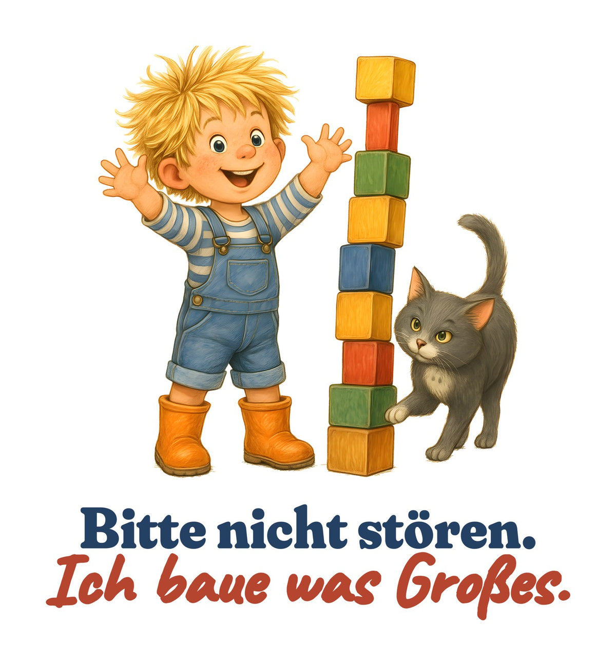 Bitte nicht stören. Ich baue was Großes. — Kinder-Sweatshirt – Motiv