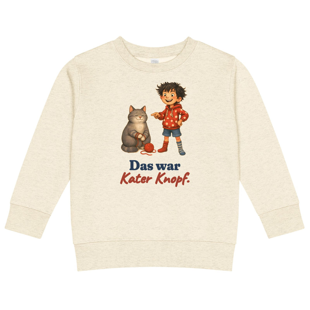Das war Kater Knopf. — Kinder-Sweatshirt – Produktfoto