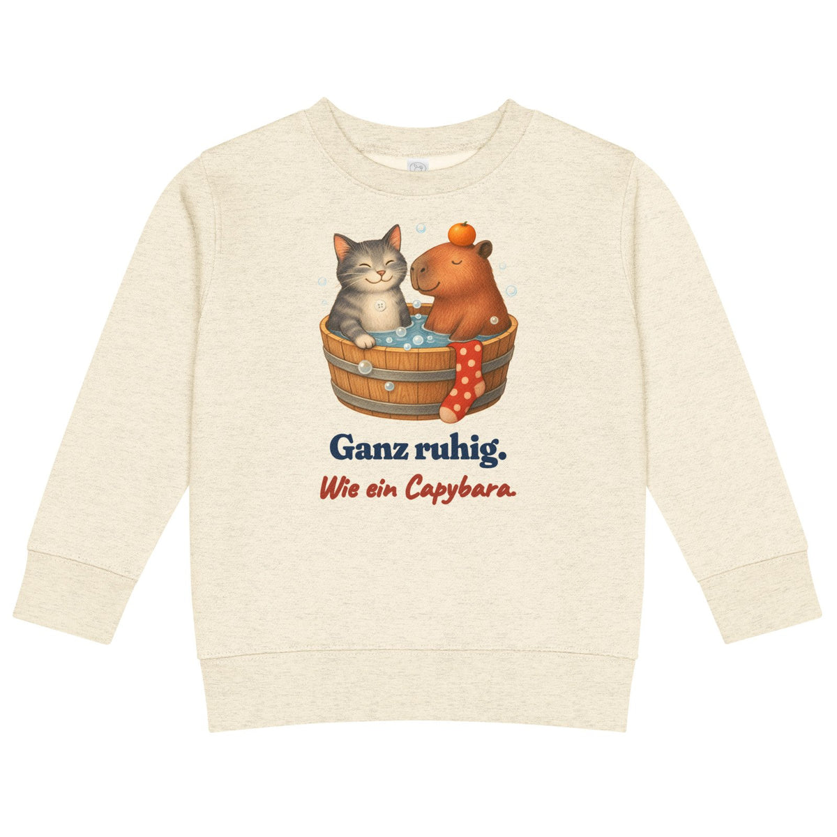 Ganz ruhig. Wie ein Capybara. — Kinder-Sweatshirt – Produktfoto