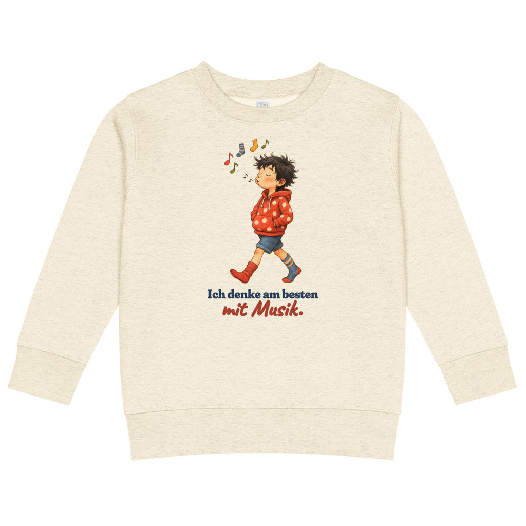 Ich denke am besten mit Musik. — Kinder-Sweatshirt – Produktfoto