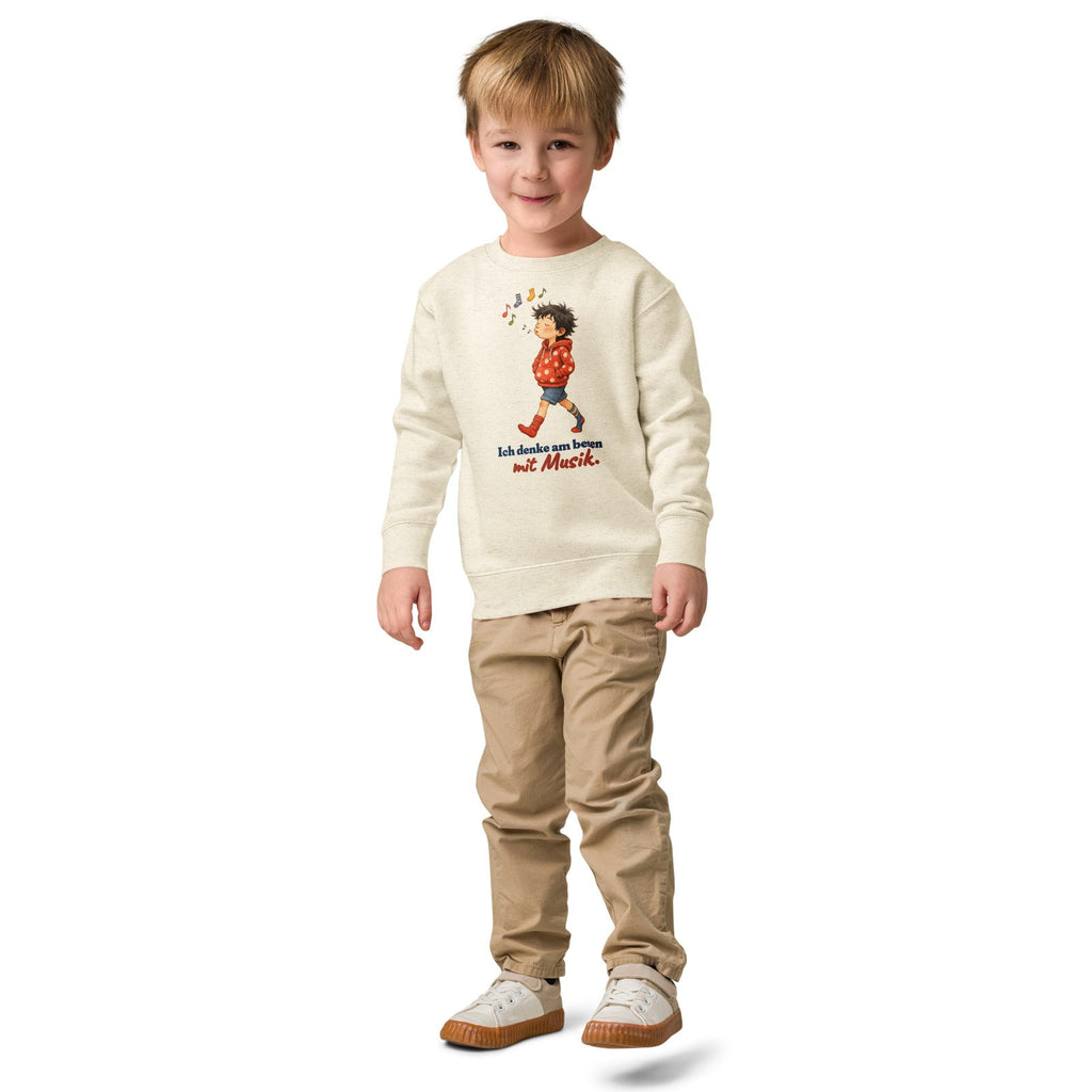 Ich denke am besten mit Musik. — Kinder-Sweatshirt – Produktfoto