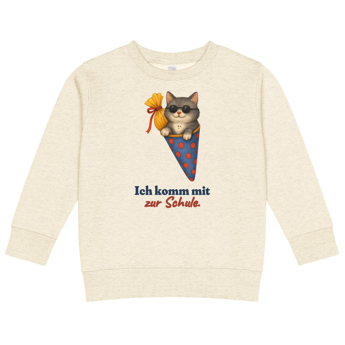 Ich komm mit zur Schule. — Kinder-Sweatshirt – Produktfoto