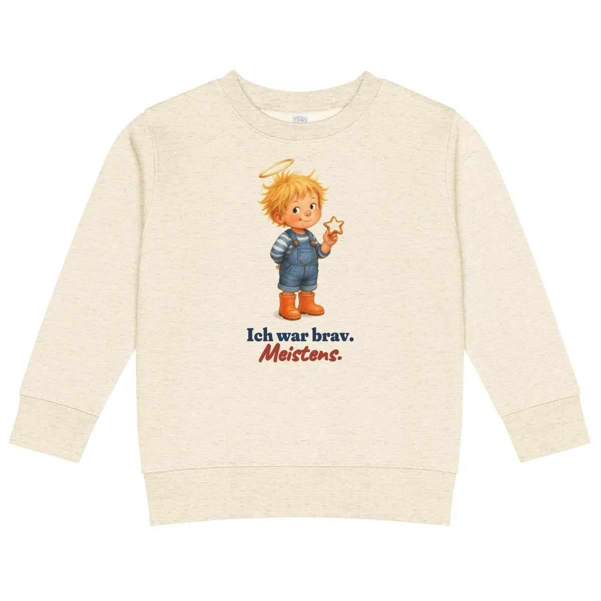 Ich war brav. Meistens. — Kinder-Sweatshirt – Produktfoto