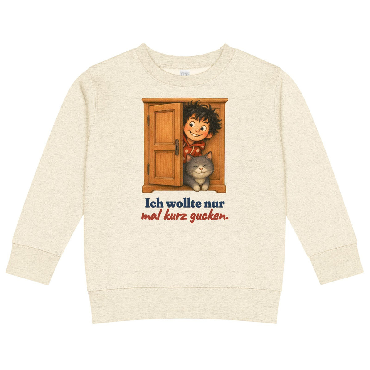 Ich wollte nur mal kurz gucken. — Kinder-Sweatshirt – Produktfoto