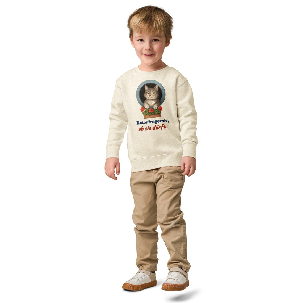 Kater fragen nie, ob sie dürfen. — Kinder-Sweatshirt – Produktfoto