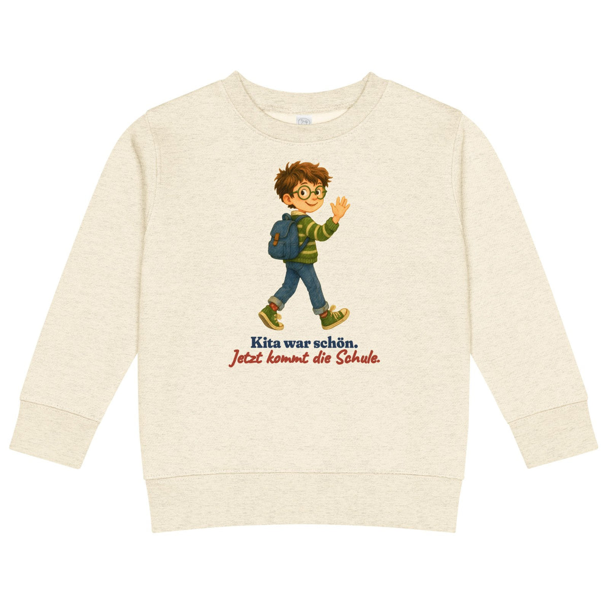Kita war schön. Jetzt kommt die Schule. — Kinder-Sweatshirt – Produktfoto