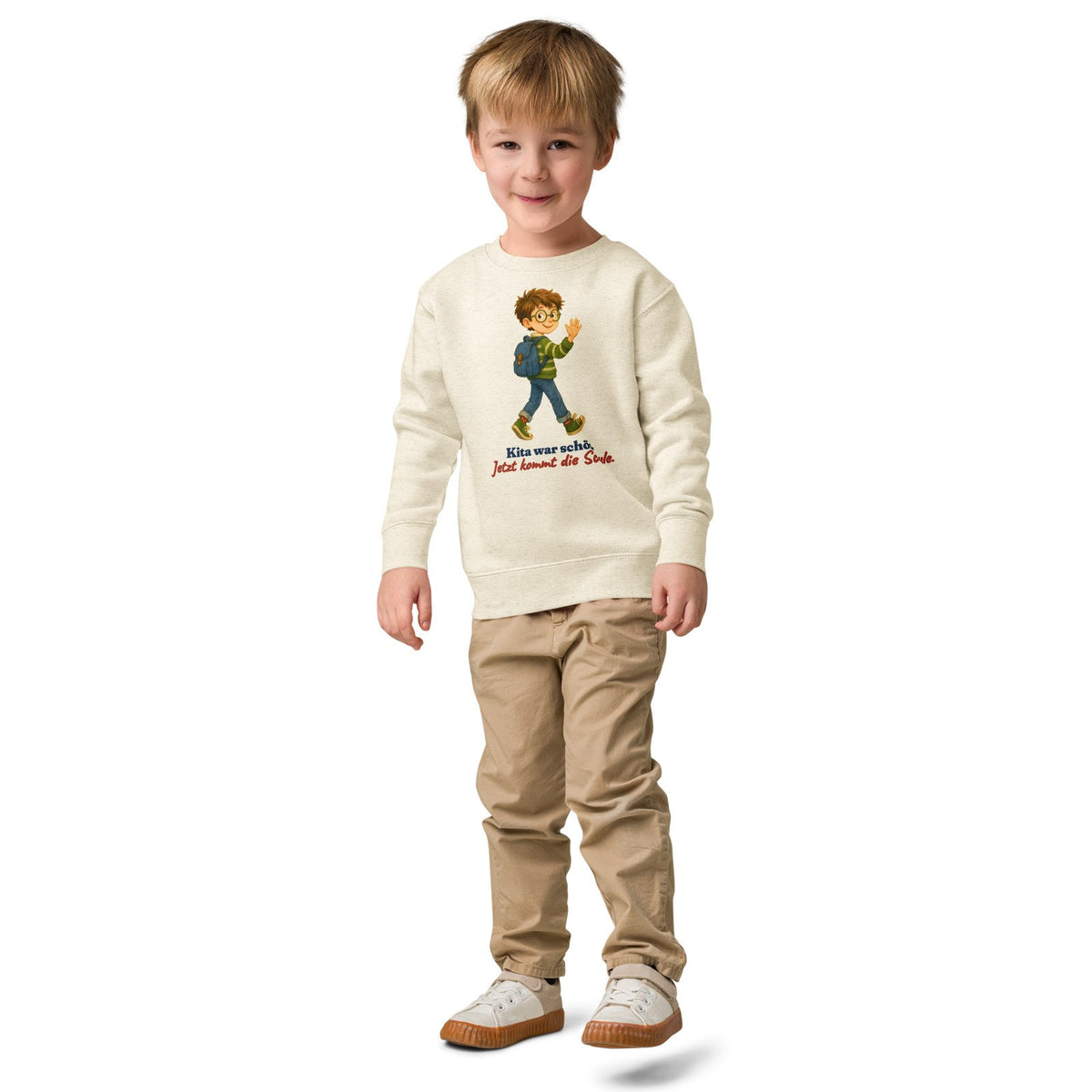 Kita war schön. Jetzt kommt die Schule. — Kinder-Sweatshirt – Produktfoto
