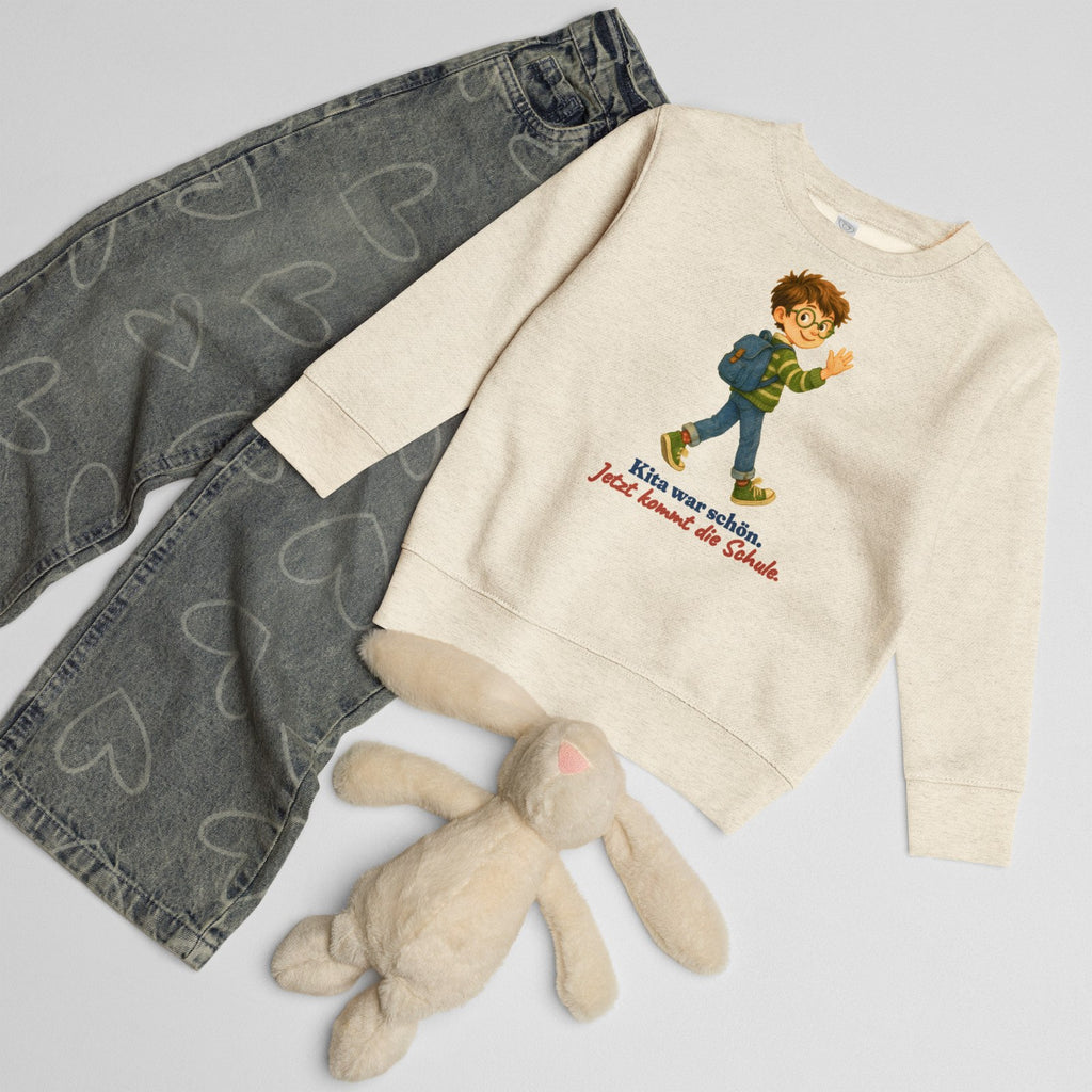 Kita war schön. Jetzt kommt die Schule. — Kinder-Sweatshirt – Produktfoto