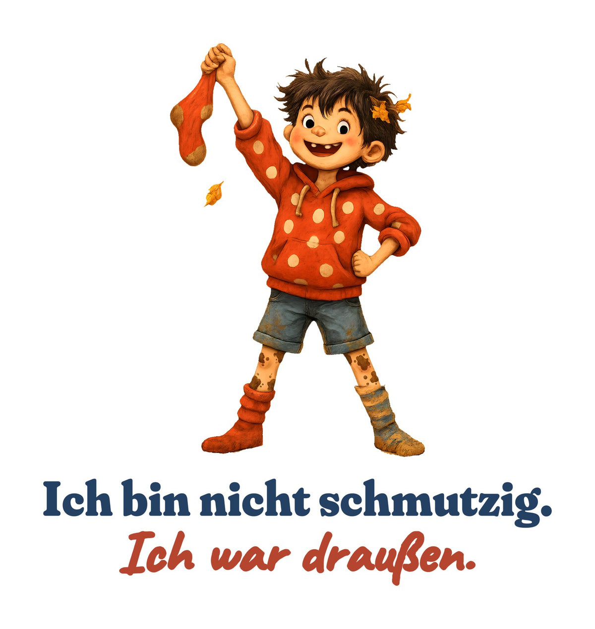 Ich bin nicht schmutzig. Ich war draußen. — Kinder-Sweatshirt – Motiv