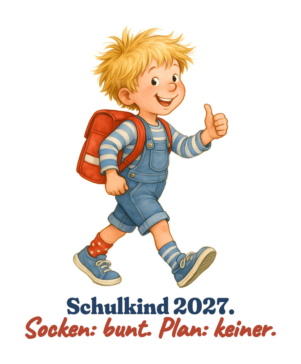 Schulkind 2027. Socken: bunt. Plan: keiner. — Kinder-Sweatshirt – Motiv