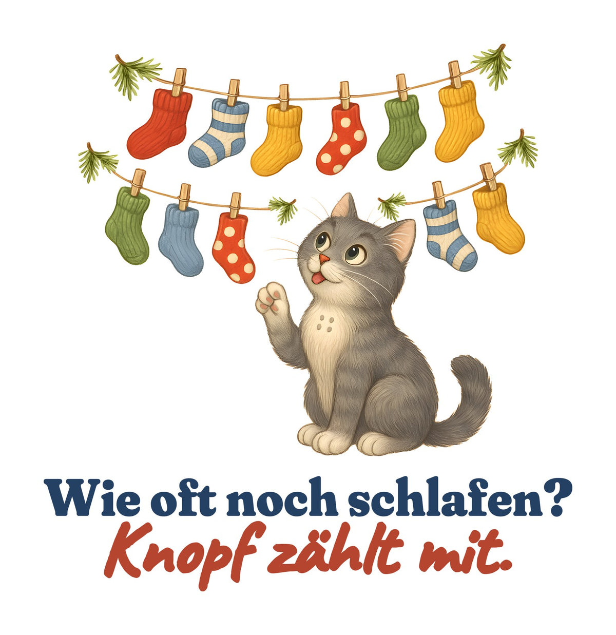 Wie oft noch schlafen? Knopf zählt mit. — Kinder-Sweatshirt – Motiv
