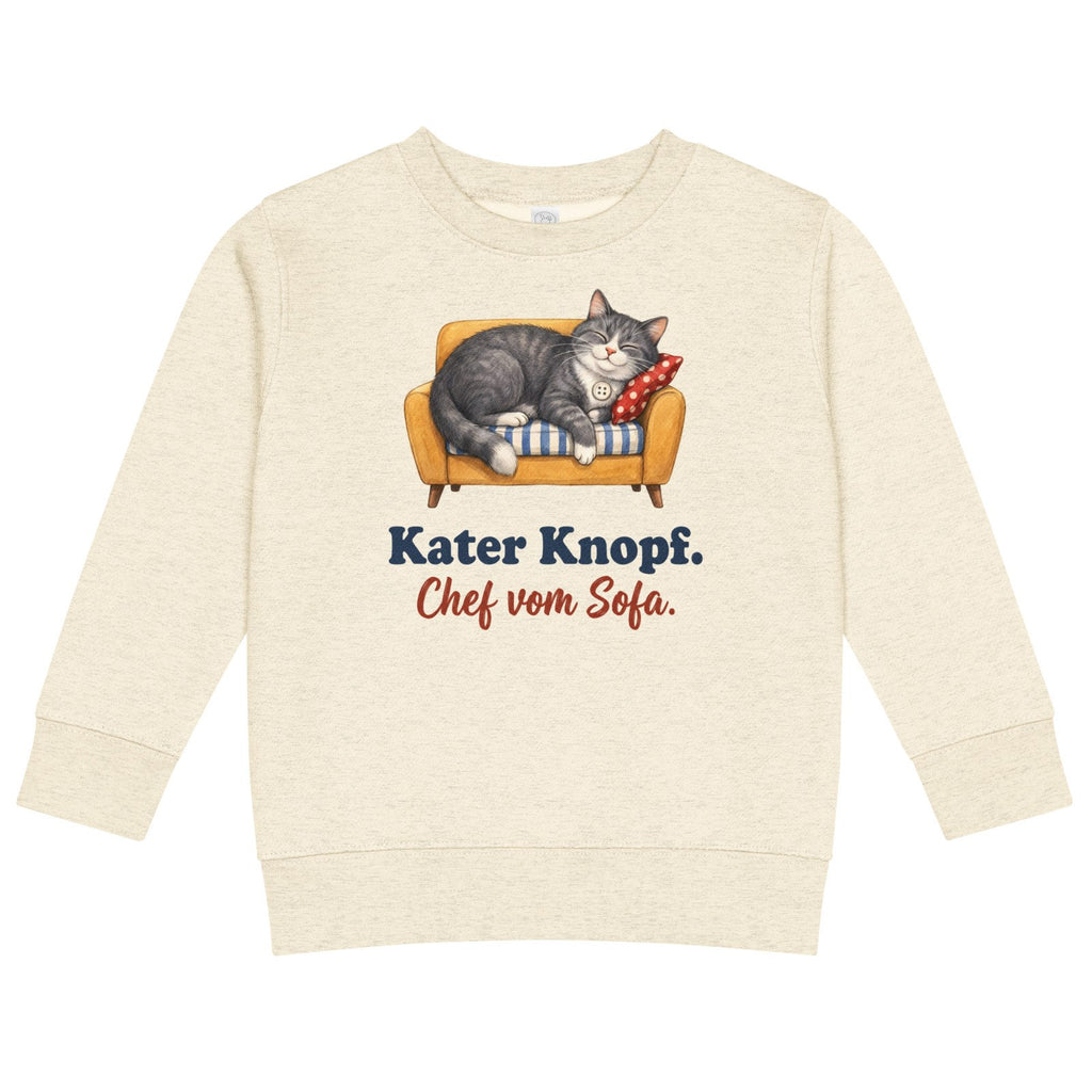 Kater Knopf. Chef vom Sofa. — Kinder-Sweatshirt – Produktfoto