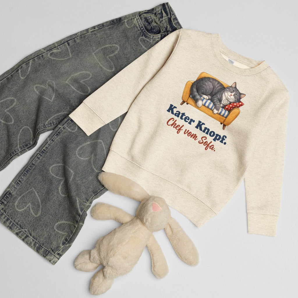 Kater Knopf. Chef vom Sofa. — Kinder-Sweatshirt – Produktfoto