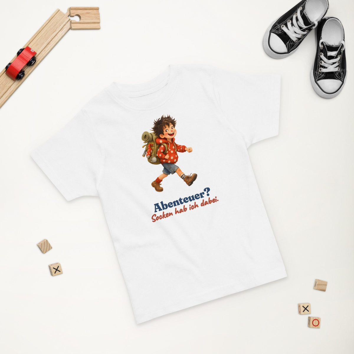 Abenteuer? Socken hab ich dabei. — Kleinkind-Shirt – Produktfoto