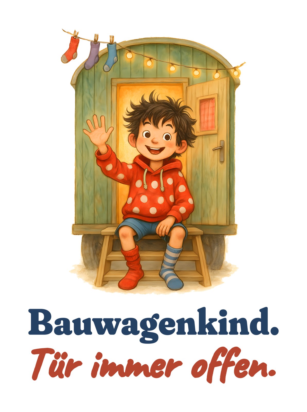 Bauwagenkind. Tür immer offen. — Kleinkind-Shirt – Motiv