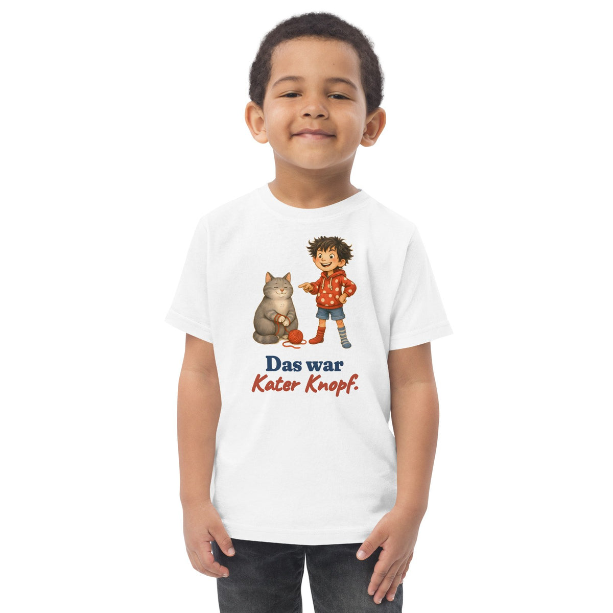 Das war Kater Knopf. — Kleinkind-Shirt – Produktfoto