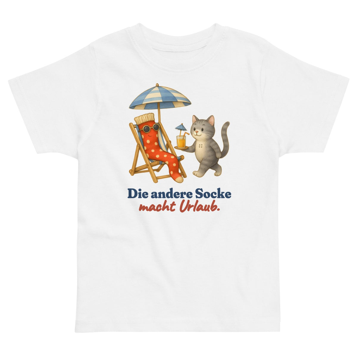 Die andere Socke macht Urlaub. — Kleinkind-Shirt – Produktfoto
