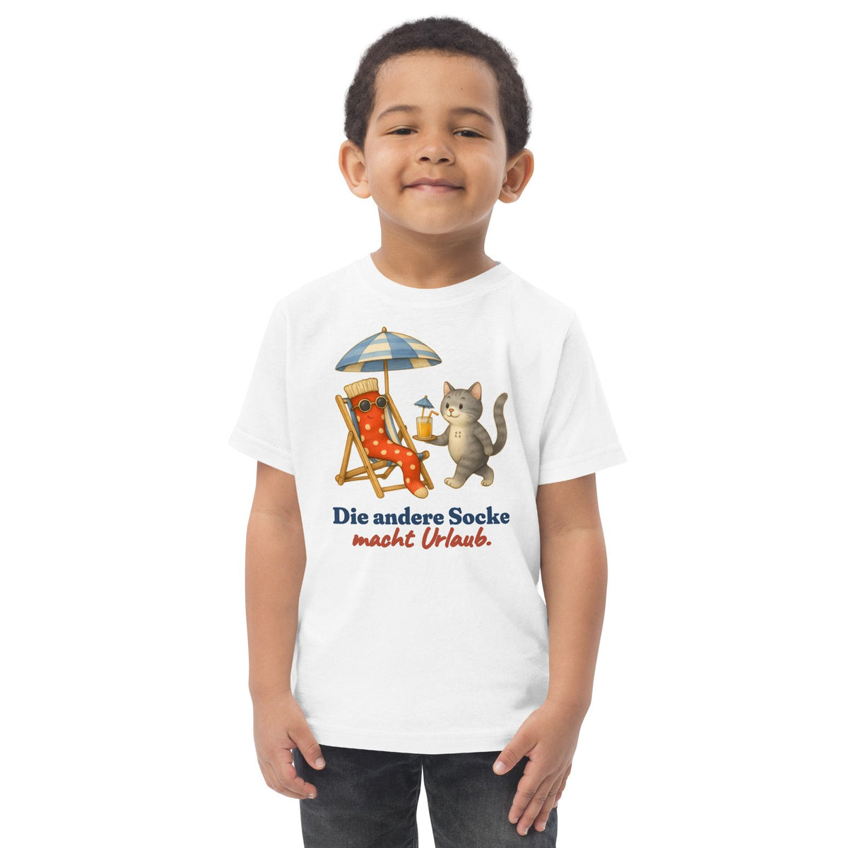 Die andere Socke macht Urlaub. — Kleinkind-Shirt – Produktfoto