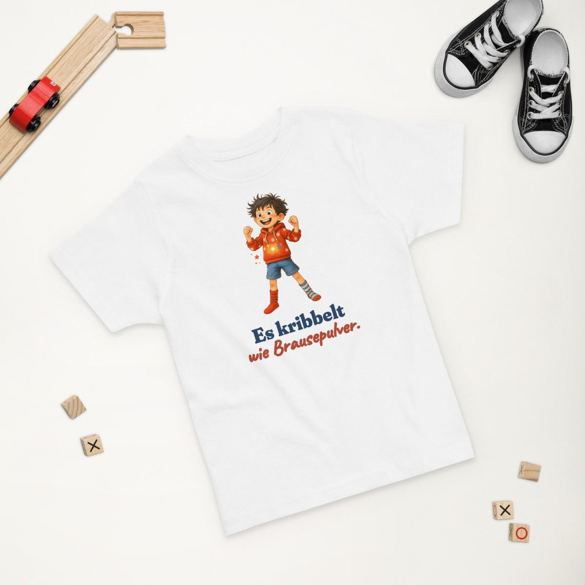 Es kribbelt wie Brausepulver. — Kleinkind-Shirt – Produktfoto