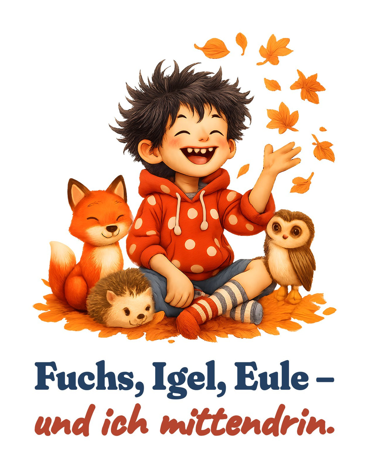 Fuchs, Igel, Eule – und ich mittendrin. — Kleinkind-Shirt – Motiv