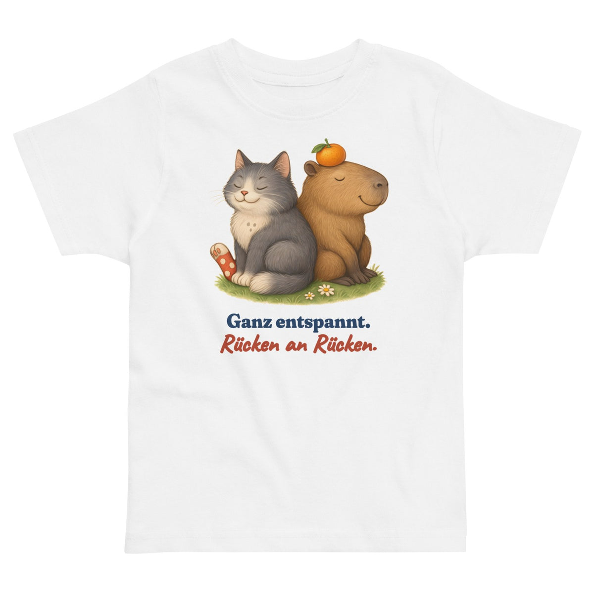 Ganz entspannt. Rücken an Rücken. — Kleinkind-Shirt – Produktfoto