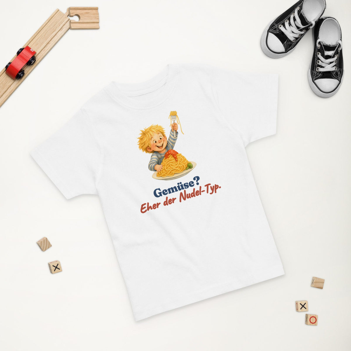 Gemüse? Eher der Nudel-Typ. — Kleinkind-Shirt – Produktfoto