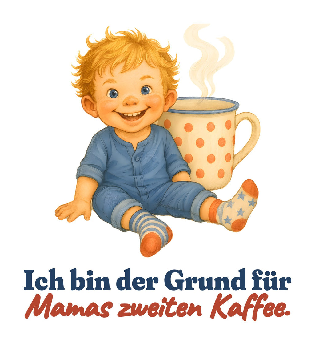 Ich bin der Grund für Mamas zweiten Kaffee. — Kleinkind-Shirt – Motiv