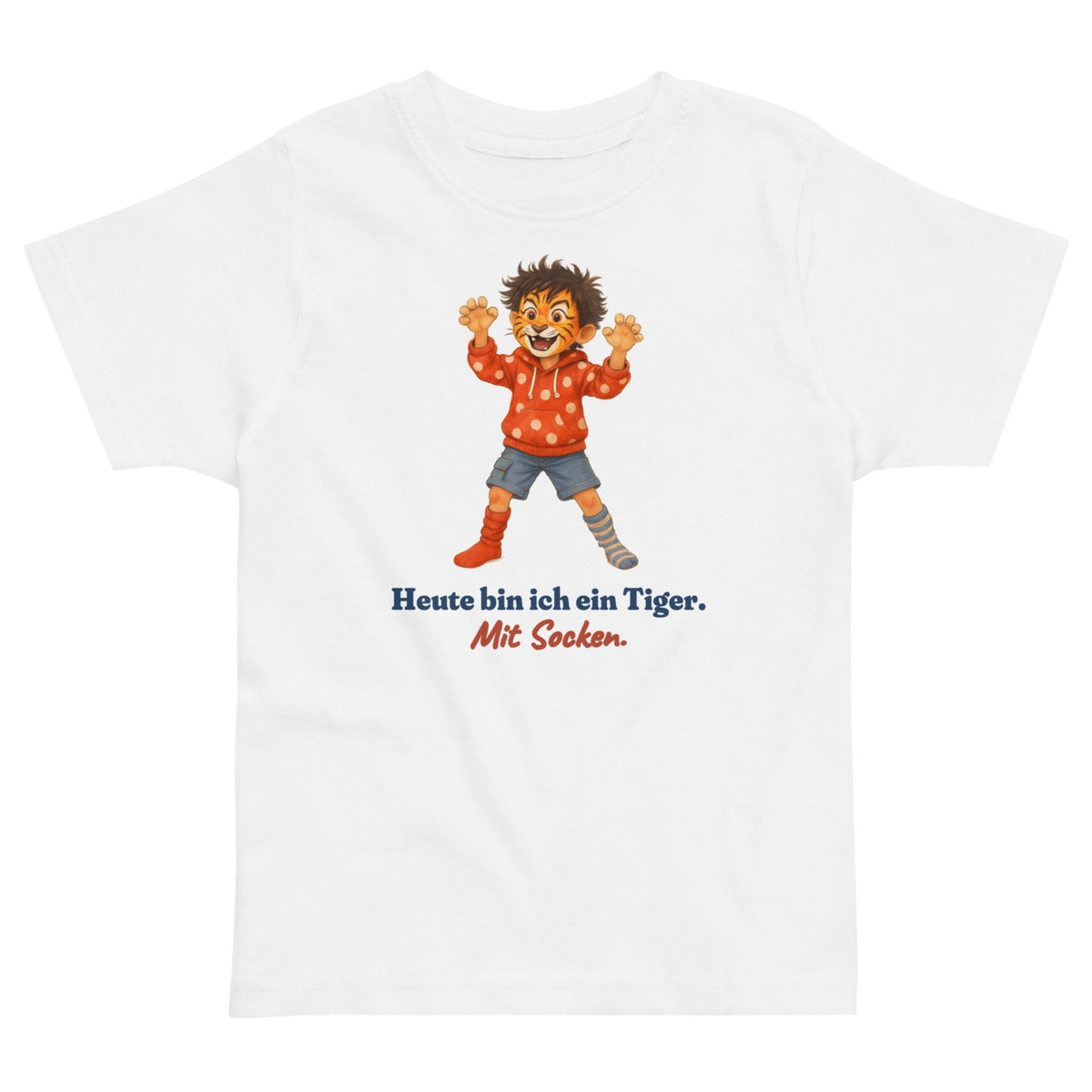 Heute bin ich ein Tiger. Mit Socken. — Kleinkind-Shirt – Produktfoto