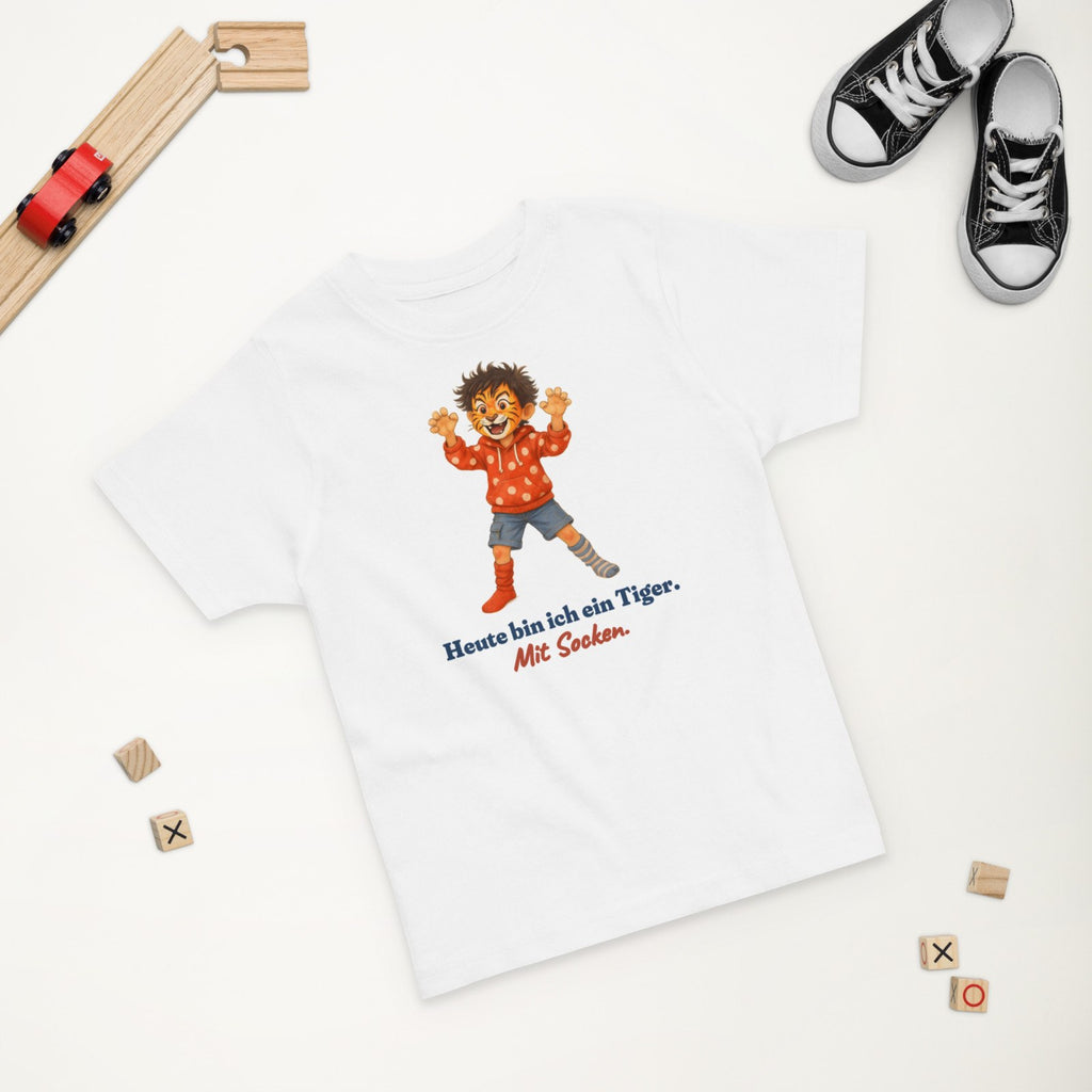 Heute bin ich ein Tiger. Mit Socken. — Kleinkind-Shirt – Produktfoto