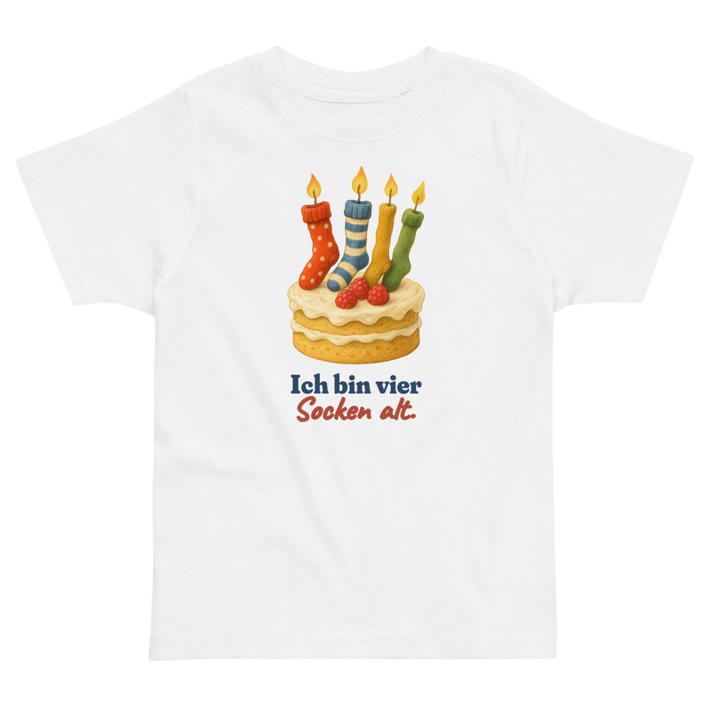 Ich bin vier Socken alt. — Kleinkind-Shirt – Produktfoto