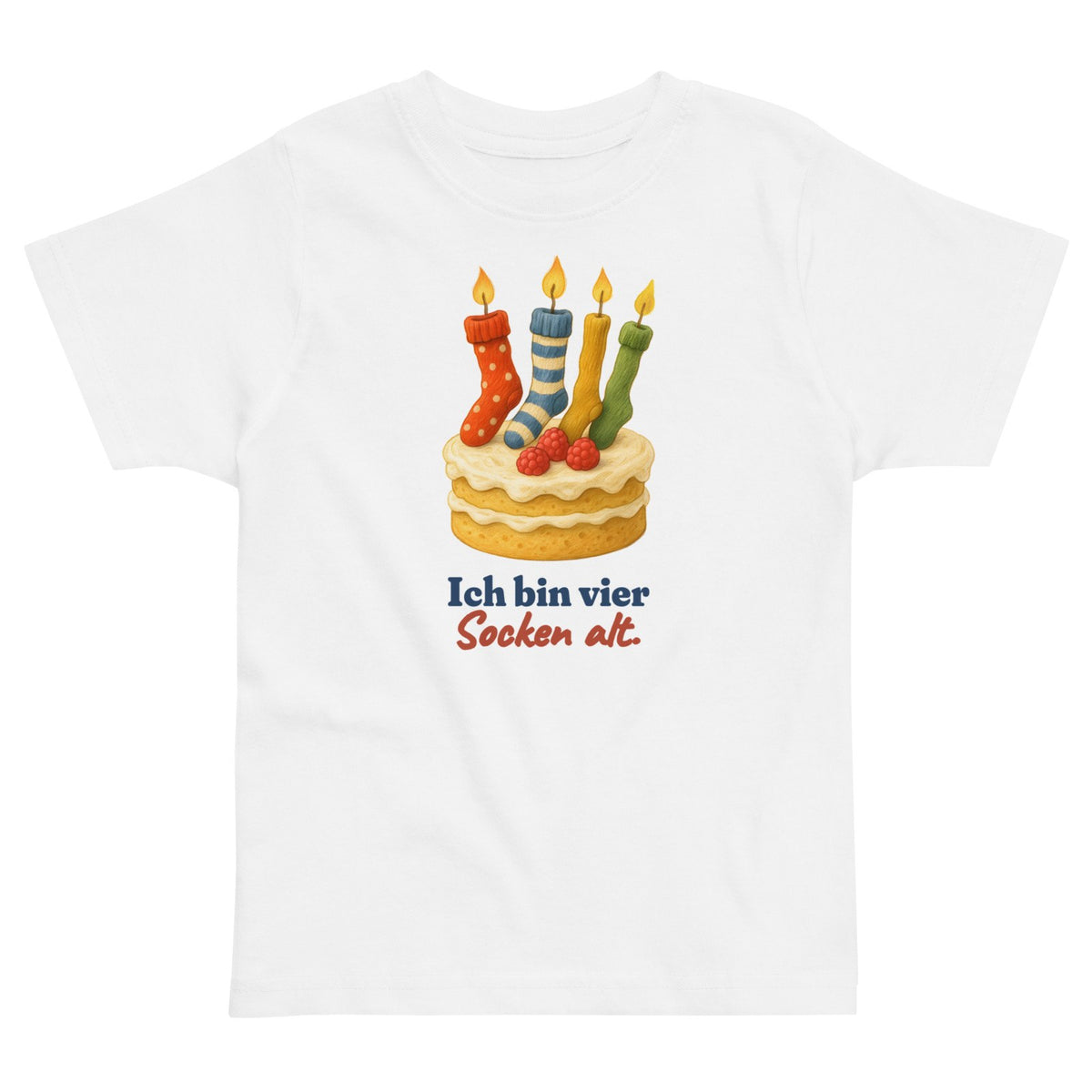 Ich bin vier Socken alt. — Kleinkind-Shirt – Produktfoto