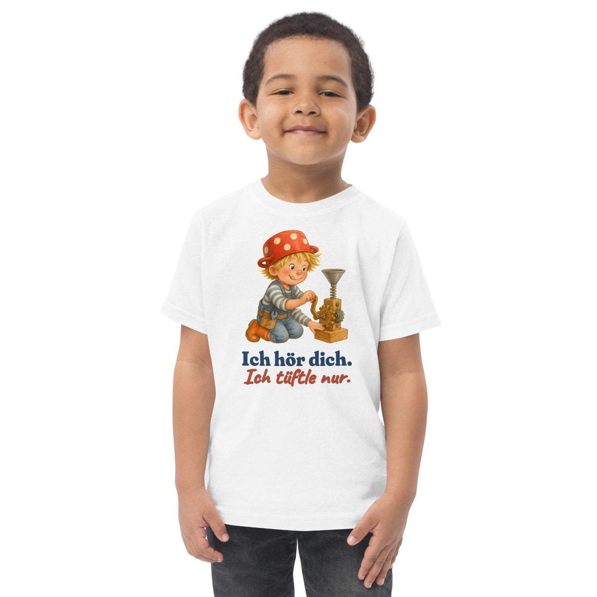 Ich hör dich. Ich tüftle nur. — Kleinkind-Shirt – Produktfoto