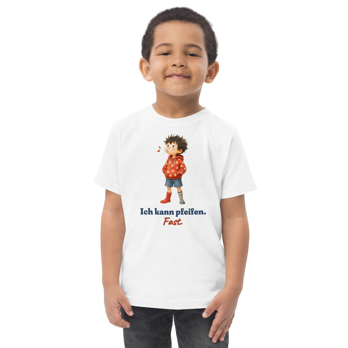 Ich kann pfeifen. Fast. — Kleinkind-Shirt – Produktfoto