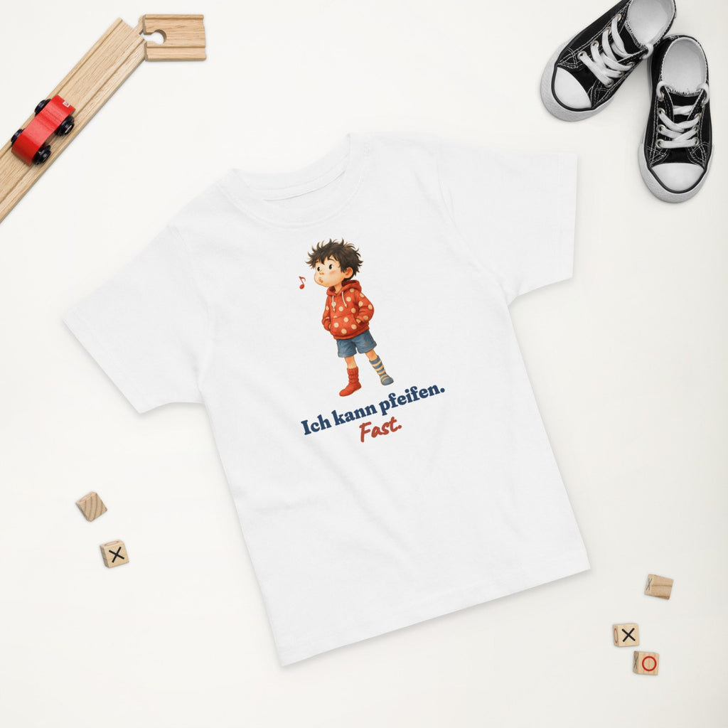 Ich kann pfeifen. Fast. — Kleinkind-Shirt – Produktfoto