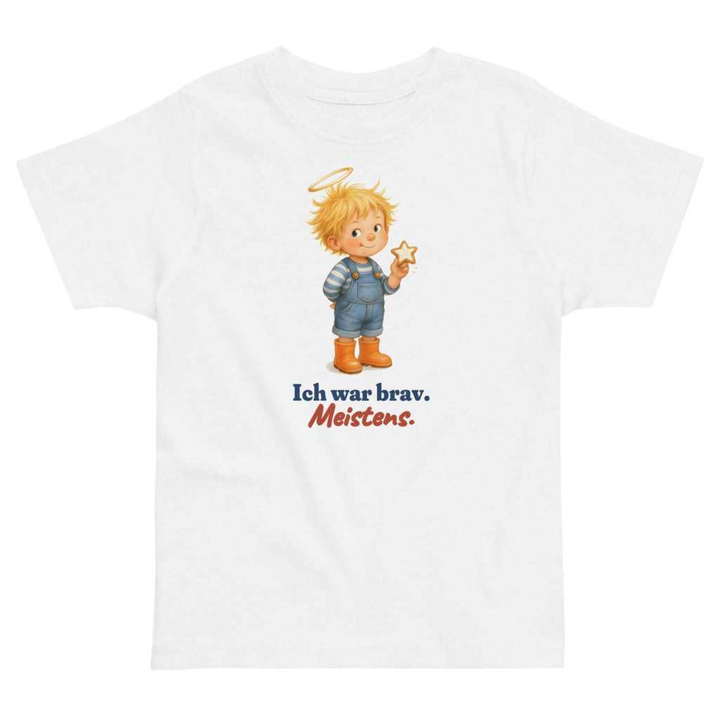 Ich war brav. Meistens. — Kleinkind-Shirt – Produktfoto