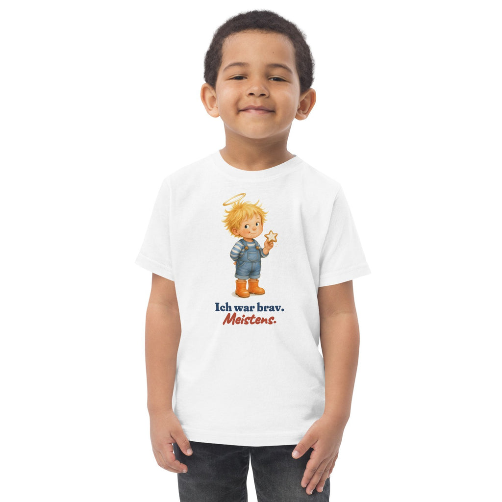 Ich war brav. Meistens. — Kleinkind-Shirt – Produktfoto