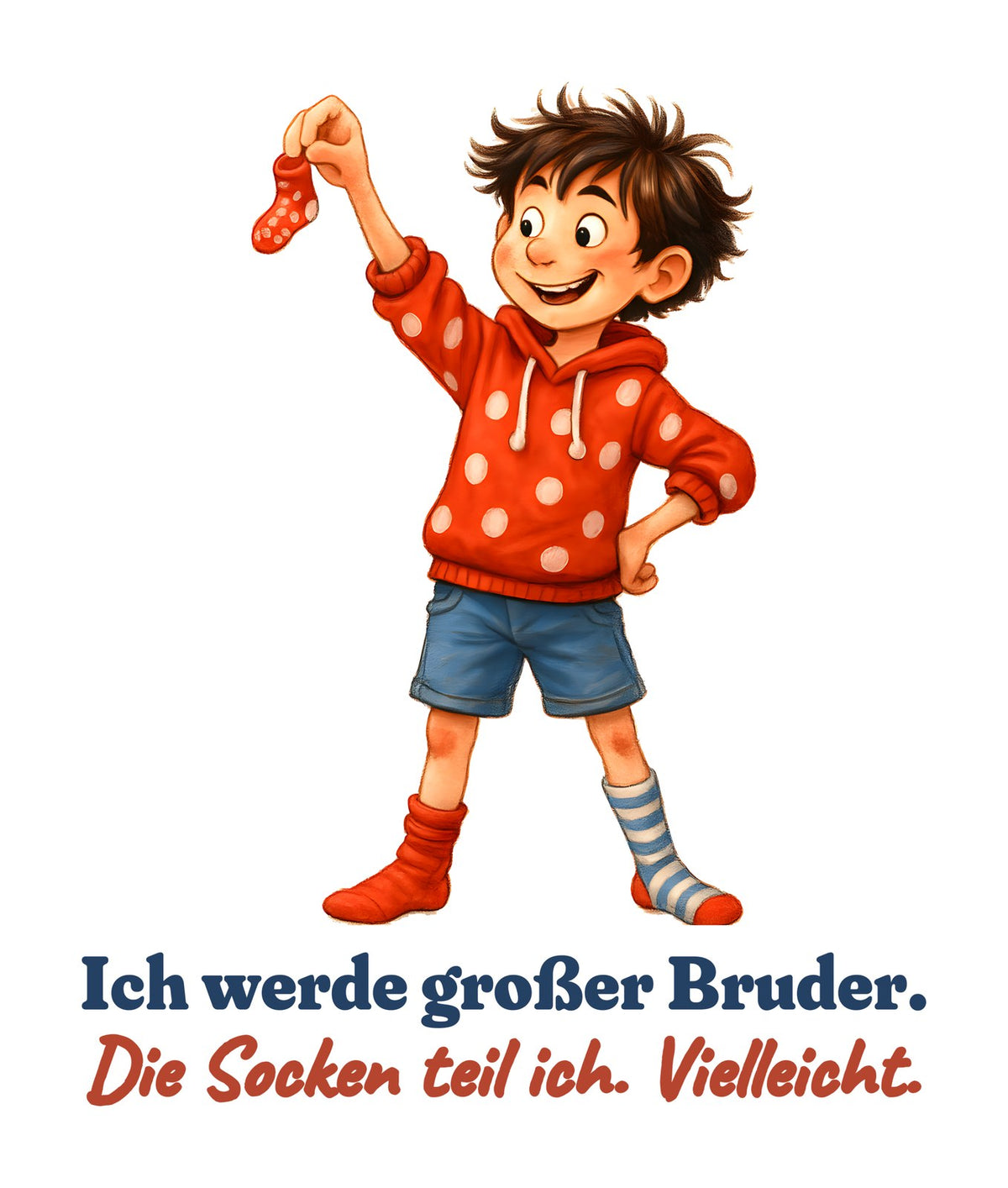 Ich werde großer Bruder. Die Socken teil ich. Vielleicht. — Kleinkind-Shirt – Motiv