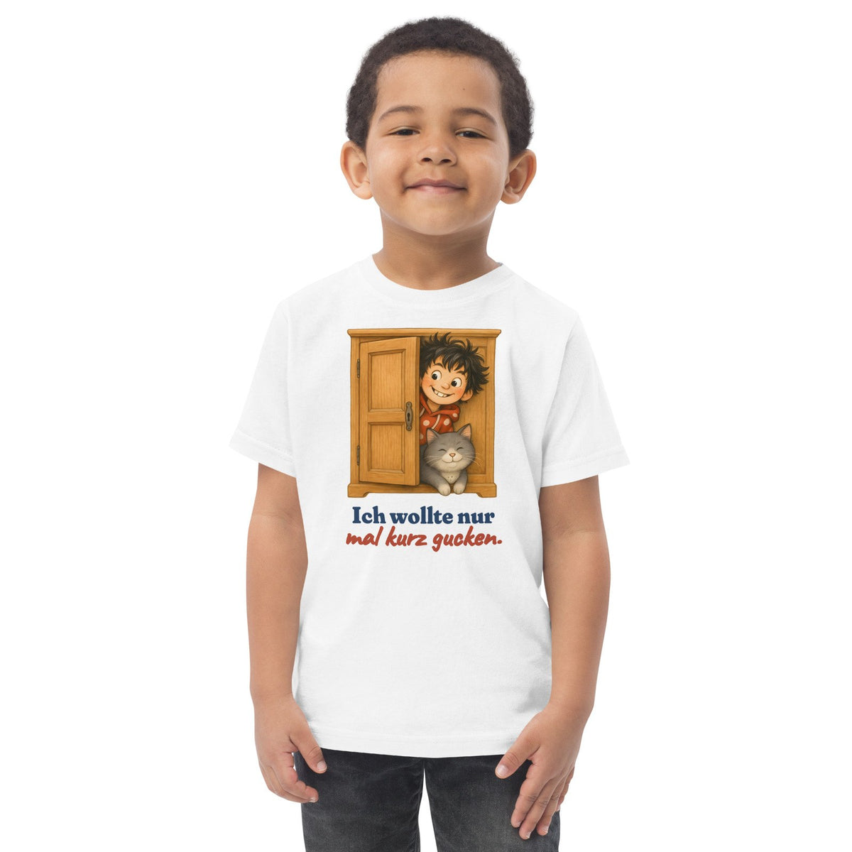 Ich wollte nur mal kurz gucken. — Kleinkind-Shirt – Produktfoto